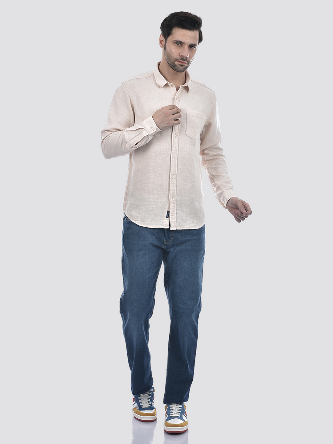 Numero Uno Men Solid Cream Shirt